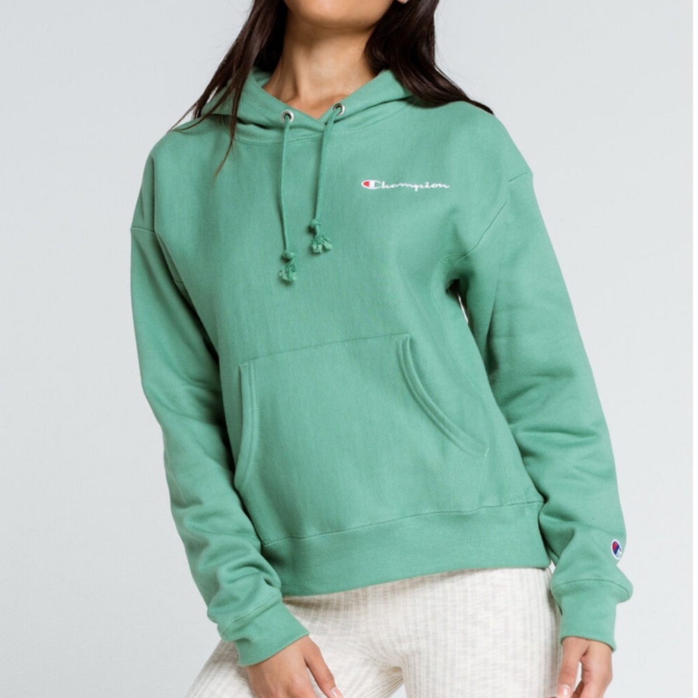 NWT! CHAMPION Reverse Weave Script Light Thermal Green Hoodie XXL